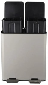 Кафяво-сиво стоманено кошче за боклук 2x20 l за рециклиране с педал Aliya – Spirella