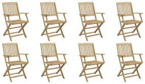 3214231 vidaXL Сгъваеми градински столове 8 бр 54,5x58x90 см акация масив