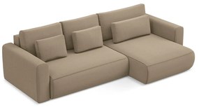 Светлокафяв кадифен разтегателен ъглов диван с място за съхранение (десен ъгъл) Kapua – Makamii