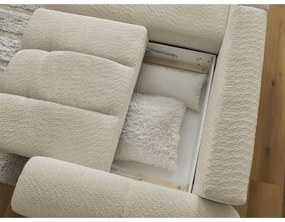 Бежов сгъваем/с място за съхранение ъглов диван от прежда с примки от букле (ляв ъгъл) Roxelane – Bobochic Paris