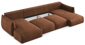 Теракотен сгъваем ъглов диван (U форма) Leila – Makamii