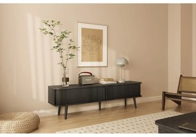 Черна маса за телевизор от декор от дъб 178x50x40 cm Rove – Woodman