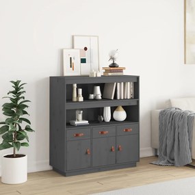 Sonata H Висок шкаф, сив, 100x40x108,5 см, борово дърво масив
