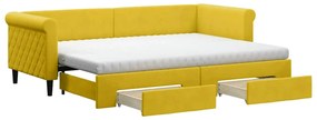 3197841 vidaXL Канапе с изтеглящо легло и чекмеджета жълто 80x200 см кадифе