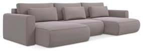 Кадифен разтегателен ъглов диван с място за съхранение в цвят лавандула (U форма) Kapua – Makamii