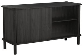 Черна витрина от масивен дъб с плъзгащи се врати 135x73,5x48 cm Italic – UMAGE