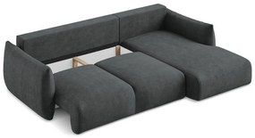Тъмносив шенилов сгъваем ъглов диван (десен ъгъл) Leila – Makamii
