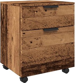 856949 vidaXL Мобилен шкаф за документи с колелца Старо дърво 45x38x54 cm
