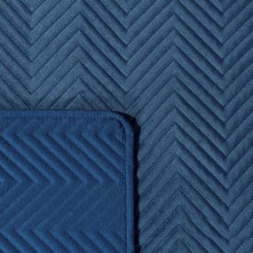 Двустранна ватирана покривка за легло в тъмно синьо Ширина: 170 см | Дължина: 210 см