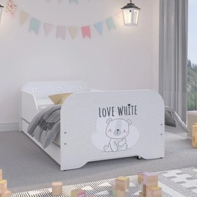 Качествено детско легло с плюшено мече LOVE WHITE 140 х 70 см