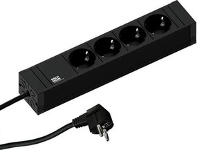 BACHMANN Разклонител ЧЕРЕН 4x2P+E с кабел 2 метра / 3x1.5мм2 CONNECT LINE,  - B420.0017