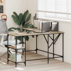 837588 vidaXL Бюро, дъб сонома, 139x139x75 см, инженерно дърво