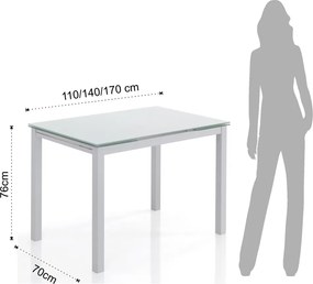 Сгъваема маса за хранене със стъклен плот 70x110 cm Fast - Tomasucci