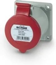 Scame Промишлен контакт 3P+N+Е 32A 346-415V IP54 ПРАВ серия Optima панелен монтаж 75х75мм  - 423.3267