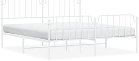 373959 vidaXL Метална рамка за легло с горна и долна табла, бяла, 183x213 см