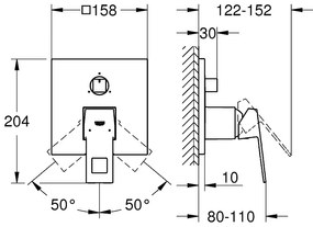 Външни части на смесител за баня за вграждане Grohe Eurocube-Glossy Silver