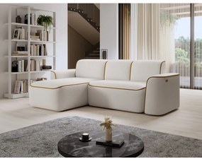 Жълт/кремав ъглов диван от прежда с примки от букле (ляв ъгъл) Ume – ELTAP