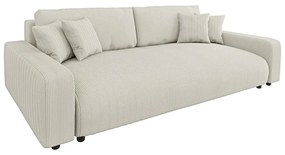 Кремав разтегателен диван с място за съхранение от рипсено кадифе 234 cm Sara – Ropez