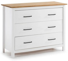 Бял нисък скрин от масивен бор 100x80 cm Miranda – Marckeric