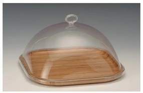 Alkan - Бамбуков поднос за сирена с акрилен капак 30x30x15см. - (ZCP 697)