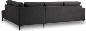 Антрацитен шенилов ъглов диван (десен ъгъл/L форма) Fabian – Scandic