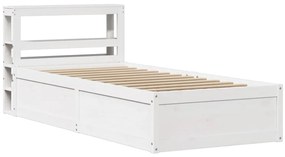 3306364 vidaXL Рамка за легло с табла, бяла, 90x190 см, борово дърво масив