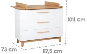 Бял нисък скрин от дъб с маса за преповиване 118x104 cm Finn - Roba