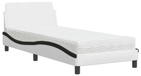 3208343 vidaXL Легло с матрак, бяло и черно, 90x200 см, изкуствена кожа