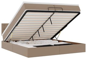 3312176 vidaXL Османска легло с матраци&LED капучино 200x200см изкуствена кожа