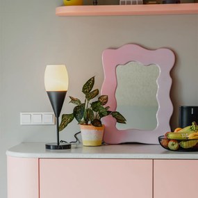 Модерна настолна лампа черна с опалово стъкло - Drop