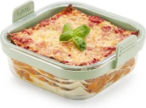 Форма за печене във фритюрник с горещ въздух Lekue 1010159, 18.5x17.5x9.5 см, Стъкло, Противоплъзгащи дръжки, -20/+220°C, Лесно почистване, Зелен