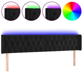 3123640 vidaXL LED горна табла за легло, черна, 203x16x78/88 см, кадифе