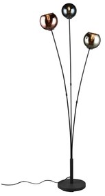Черна подова лампа с гланц (височина 150 см) Sheldon - Trio