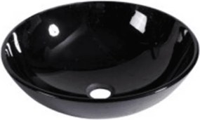 Мивка за баня ICC 042В, монтаж върху плот, стъкло, черен, 42x42x13.5см