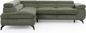 Зелен ъглов диван от рипсено кадифе (ляв ъгъл L форма) Marbeya – Ropez