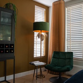 Подова лампа златиста 145 см с кадифен абажур зелен 50 см - Botanica