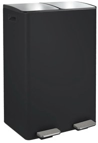 Матово черно стоманено кошче за боклук 2x30 l за рециклиране с педал Aliya – Spirella