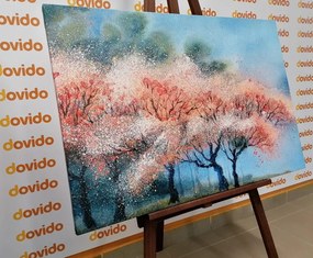 Картина на платно – Цъфтящи дървета в акварел