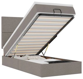 3313889 vidaXL Османска легло с матрак и LED, таупе, 90x190 см, плат