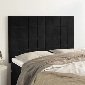 3116382 vidaXL Табла за легло, черна, 144x5x118/128 см, кадифе