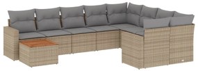 3224288 vidaXL Градински диван с възглавници, 10 части, бежов полиратан