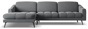 Сив кадифен ъглов диван (ляв ъгъл) Nalu – Makamii