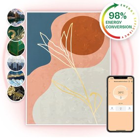 Klarstein Wonderwall Air Art, инфрачервен интелигентен отоплител, 60x80см, 500W, монтаж на стена, управление с приложение, златни линии