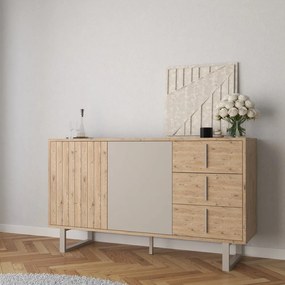 Сиво-естествен нисък скрин от декор от дъб 140x80 cm Millay – Marckeric