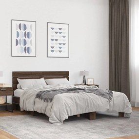 3280156 vidaXL Рамка за легло, кафяв дъб, 120x200 см, инженерно дърво и метал