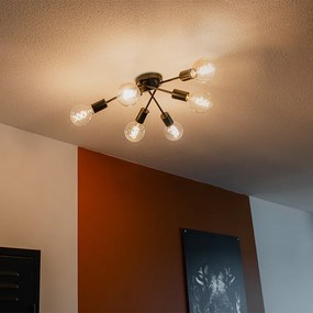 Дизайнерски таванен аплик черен 6-светлина - Sputnik