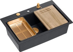 гранитна мивка MARC 110 WORKSTATION Black Metallic