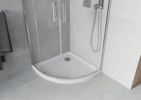 Mexen Rio душ кабина полукръгла 90 x 90 см, прозрачна, хром + корито Flat, бял
