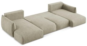 Бежов шенилов сгъваем ъглов диван (U форма) Leila – Makamii