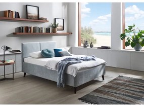 Светлосиньо двойно легло 140x200 cm тапицирано с включена подматрачна рамка Piano – Meise Möbel